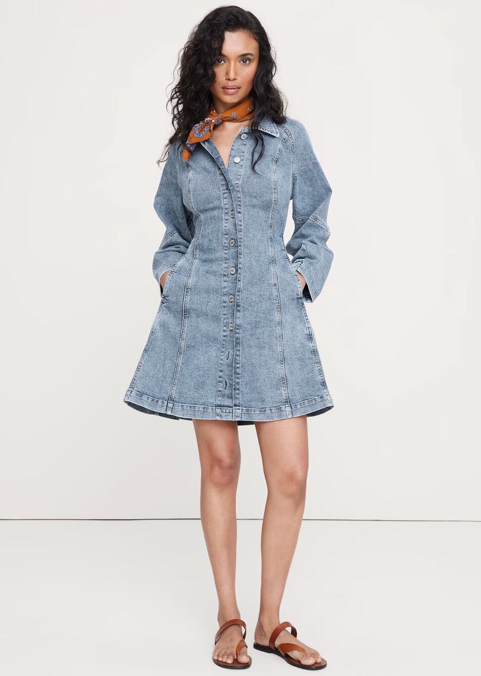 Banana Republic Seamed Denim Mini Dress 12 Petite